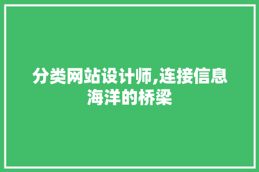 分类网站设计师,连接信息海洋的桥梁