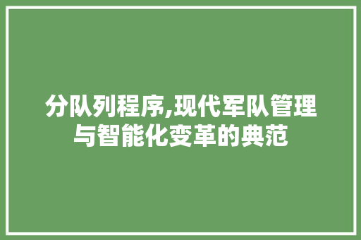 分队列程序,现代军队管理与智能化变革的典范 分队列程序,现代军队管理与智能化变革的典范 搜狗SEO