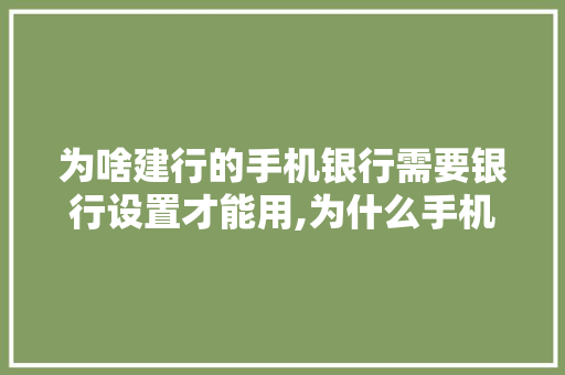 为啥建行的手机银行需要银行设置才能用,为什么手机建设银行登不上去。 为啥建行的手机银行需要银行设置才能用,为什么手机建设银行登不上去。 必应SEO