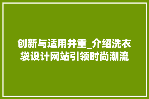 创新与适用并重_介绍洗衣袋设计网站引领时尚潮流 创新与适用并重_介绍洗衣袋设计网站引领时尚潮流 网站建设公司