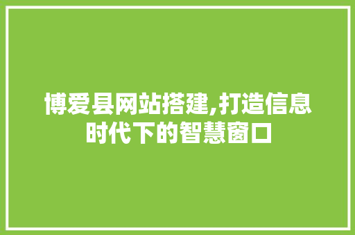 博爱县网站搭建,打造信息时代下的智慧窗口
