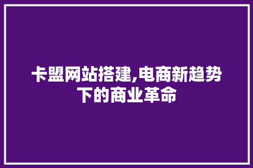 卡盟网站搭建,电商新趋势下的商业革命 卡盟网站搭建,电商新趋势下的商业革命 网站建设公司