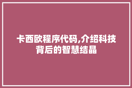 卡西欧程序代码,介绍科技背后的智慧结晶 卡西欧程序代码,介绍科技背后的智慧结晶 网站建设公司