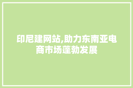 印尼建网站,助力东南亚电商市场蓬勃发展 印尼建网站,助力东南亚电商市场蓬勃发展 百度SEO