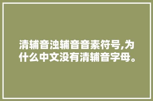 清辅音浊辅音音素符号,为什么中文没有清辅音字母。 清辅音浊辅音音素符号,为什么中文没有清辅音字母。 神马SEO