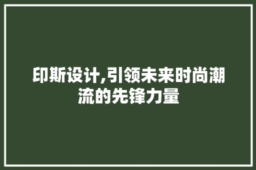 印斯设计,引领未来时尚潮流的先锋力量