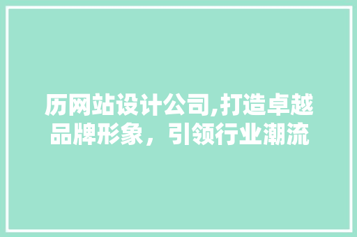 历网站设计公司,打造卓越品牌形象，引领行业潮流 历网站设计公司,打造卓越品牌形象，引领行业潮流 必应SEO