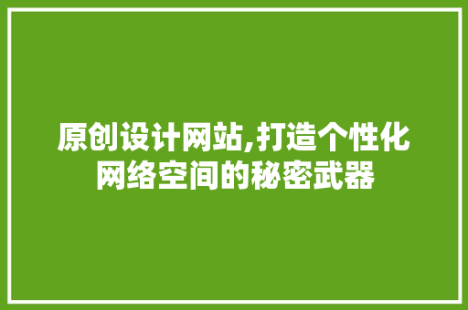 原创设计网站,打造个性化网络空间的秘密武器