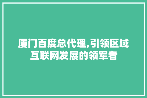 厦门百度总代理,引领区域互联网发展的领军者 厦门百度总代理,引领区域互联网发展的领军者 神马SEO