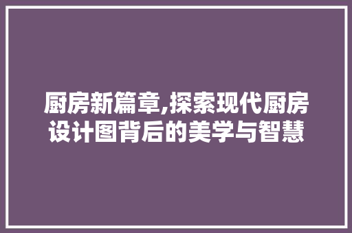 厨房新篇章,探索现代厨房设计图背后的美学与智慧