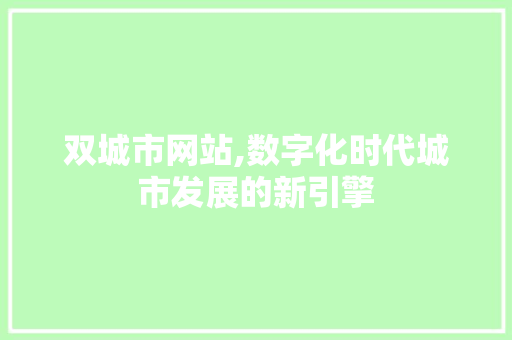 双城市网站,数字化时代城市发展的新引擎 双城市网站,数字化时代城市发展的新引擎 网站建设公司