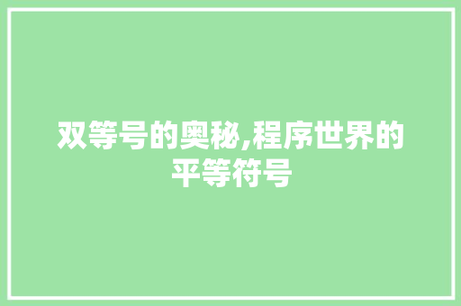 双等号的奥秘,程序世界的平等符号 双等号的奥秘,程序世界的平等符号 必应SEO