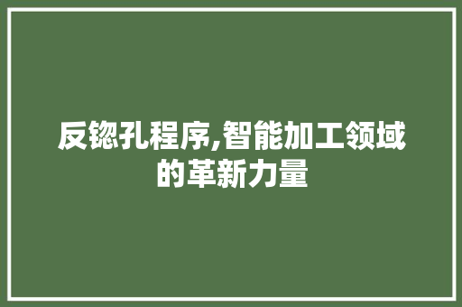 反锪孔程序,智能加工领域的革新力量 反锪孔程序,智能加工领域的革新力量 神马SEO