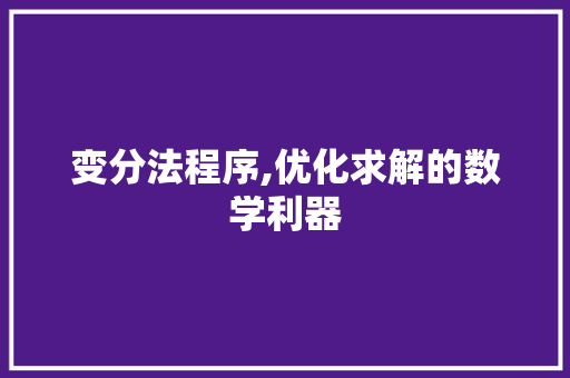 变分法程序,优化求解的数学利器 变分法程序,优化求解的数学利器 必应SEO