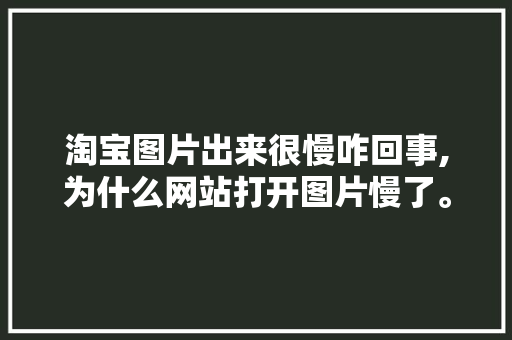 淘宝图片出来很慢咋回事,为什么网站打开图片慢了。 淘宝图片出来很慢咋回事,为什么网站打开图片慢了。 搜狗SEO