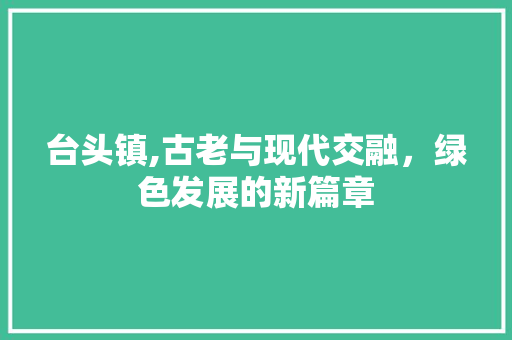 台头镇,古老与现代交融，绿色发展的新篇章 台头镇,古老与现代交融，绿色发展的新篇章 必应SEO