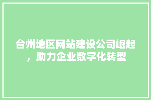 台州地区网站建设公司崛起，助力企业数字化转型