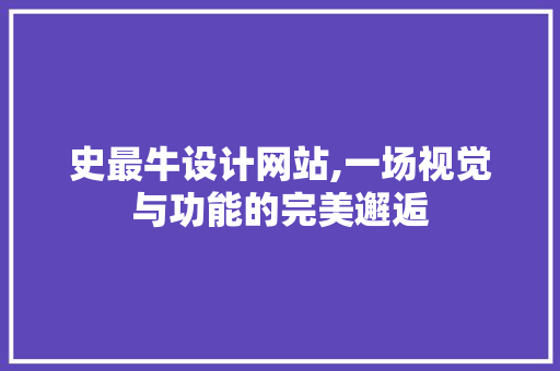 史最牛设计网站,一场视觉与功能的完美邂逅 史最牛设计网站,一场视觉与功能的完美邂逅 神马SEO