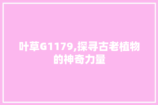 叶草G1179,探寻古老植物的神奇力量 叶草G1179,探寻古老植物的神奇力量 神马SEO