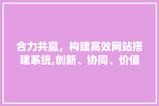 合力共赢，构建高效网站搭建系统,创新、协同、价值