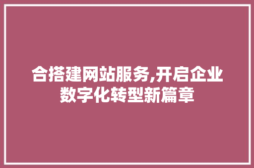 合搭建网站服务,开启企业数字化转型新篇章