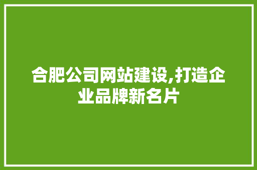 合肥公司网站建设,打造企业品牌新名片 合肥公司网站建设,打造企业品牌新名片 必应SEO