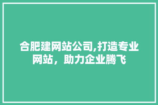 合肥建网站公司,打造专业网站，助力企业腾飞 合肥建网站公司,打造专业网站，助力企业腾飞 必应SEO