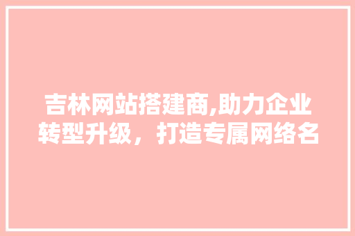 吉林网站搭建商,助力企业转型升级，打造专属网络名片