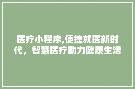 医疗小程序,便捷就医新时代，智慧医疗助力健康生活 医疗小程序,便捷就医新时代，智慧医疗助力健康生活 百度SEO