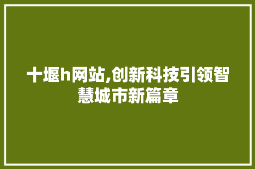 十堰h网站,创新科技引领智慧城市新篇章 十堰h网站,创新科技引领智慧城市新篇章 搜狗SEO