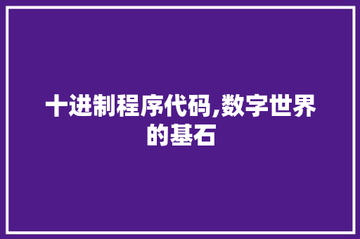 十进制程序代码,数字世界的基石 十进制程序代码,数字世界的基石 SEO关键词