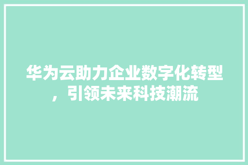 华为云助力企业数字化转型，引领未来科技潮流