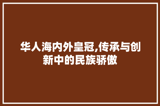 华人海内外皇冠,传承与创新中的民族骄傲