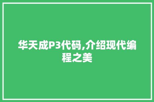 华天成P3代码,介绍现代编程之美