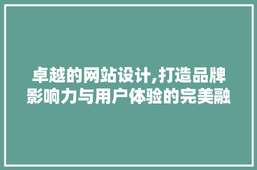 卓越的网站设计,打造品牌影响力与用户体验的完美融合 卓越的网站设计,打造品牌影响力与用户体验的完美融合 SEO关键词