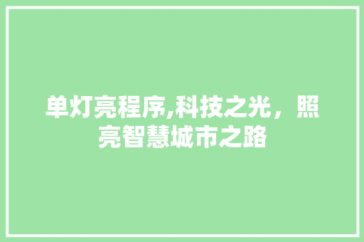 单灯亮程序,科技之光，照亮智慧城市之路 单灯亮程序,科技之光，照亮智慧城市之路 SEO关键词