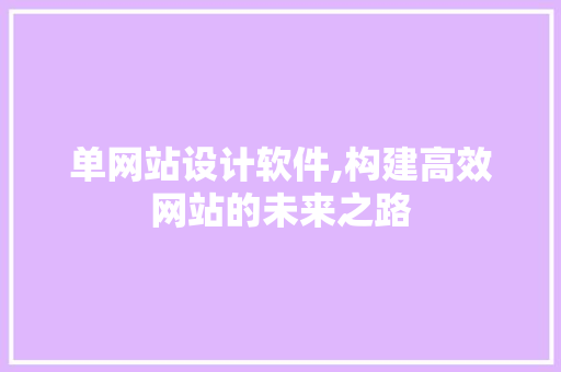 单网站设计软件,构建高效网站的未来之路 单网站设计软件,构建高效网站的未来之路 SEO关键词