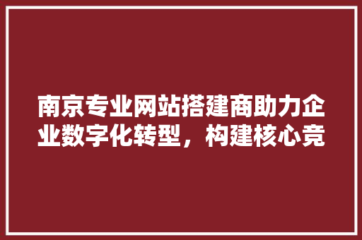 南京专业网站搭建商助力企业数字化转型，构建核心竞争力
