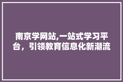 南京学网站,一站式学习平台，引领教育信息化新潮流 百度SEO