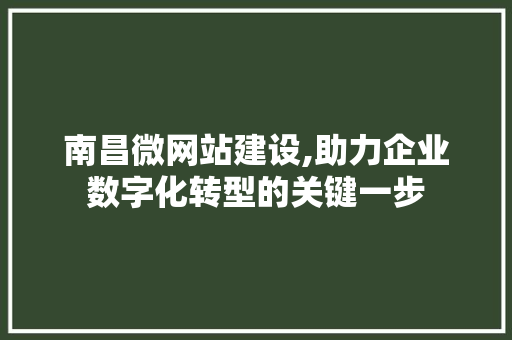 南昌微网站建设,助力企业数字化转型的关键一步 南昌微网站建设,助力企业数字化转型的关键一步 网站建设公司