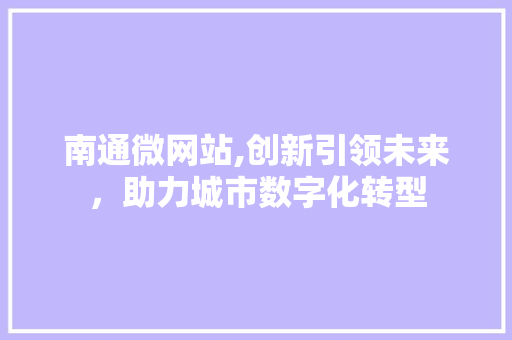 南通微网站,创新引领未来，助力城市数字化转型