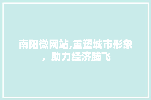 南阳微网站,重塑城市形象，助力经济腾飞 南阳微网站,重塑城市形象，助力经济腾飞 网站建设公司