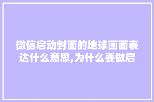 微信启动封面的地球画面表达什么意思,为什么要做启动页面设置。