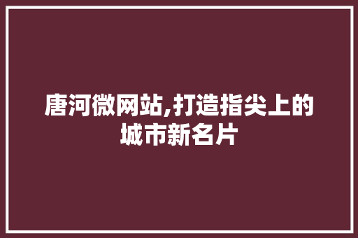 唐河微网站,打造指尖上的城市新名片 唐河微网站,打造指尖上的城市新名片 神马SEO