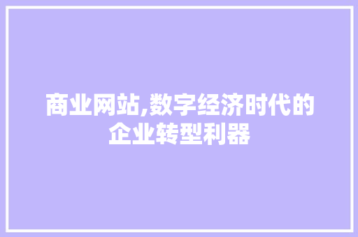 商业网站,数字经济时代的企业转型利器 商业网站,数字经济时代的企业转型利器 SEO关键词