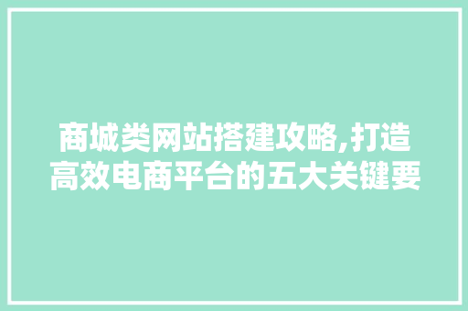 商城类网站搭建攻略,打造高效电商平台的五大关键要素 商城类网站搭建攻略,打造高效电商平台的五大关键要素 神马SEO