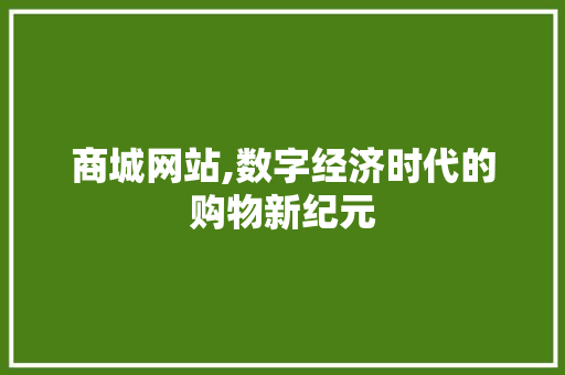 商城网站,数字经济时代的购物新纪元 商城网站,数字经济时代的购物新纪元 网站建设公司