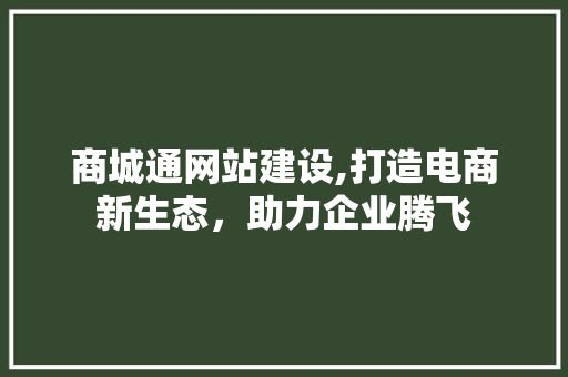 商城通网站建设,打造电商新生态，助力企业腾飞 商城通网站建设,打造电商新生态，助力企业腾飞 必应SEO