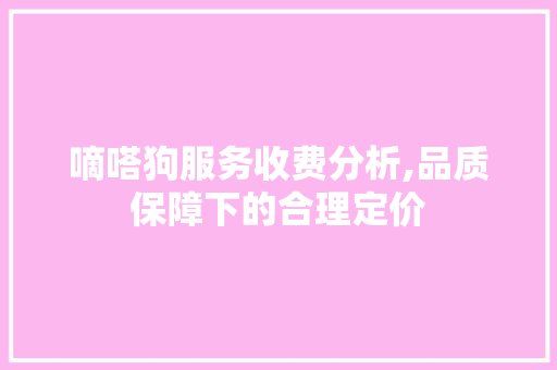 嘀嗒狗服务收费分析,品质保障下的合理定价 嘀嗒狗服务收费分析,品质保障下的合理定价 SEO关键词