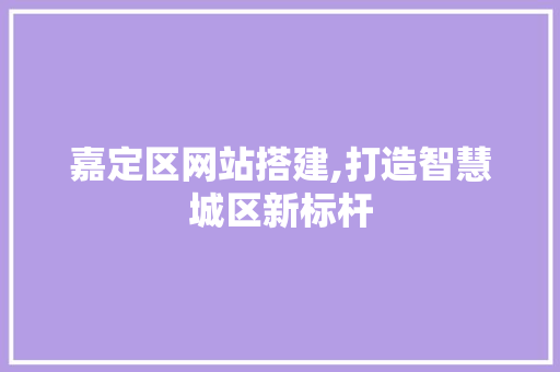 嘉定区网站搭建,打造智慧城区新标杆 嘉定区网站搭建,打造智慧城区新标杆 神马SEO